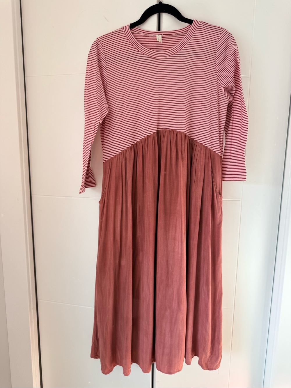 Flamingo Urban Striped Sleeve Midi Dress